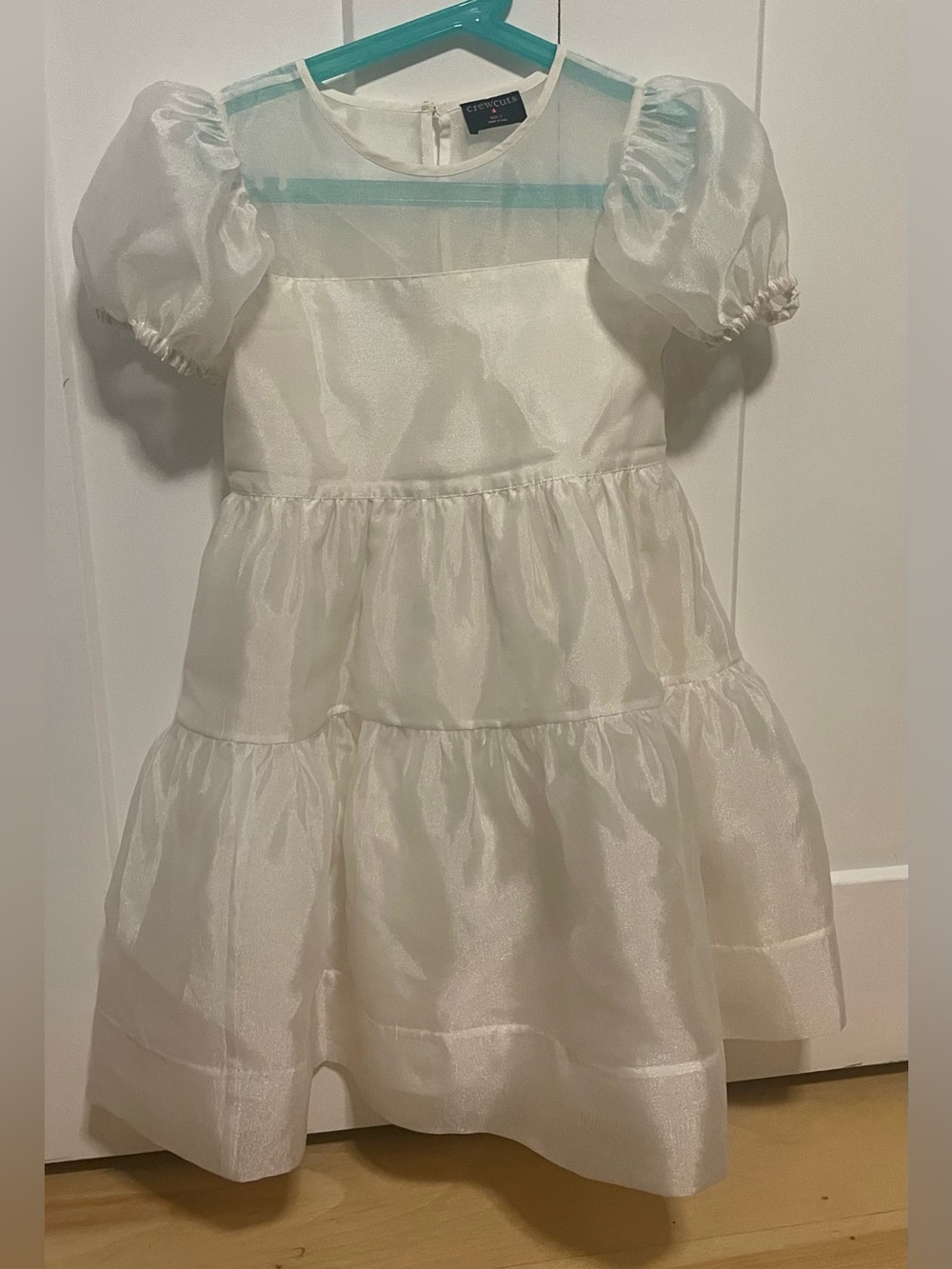 Crewcuts White Puff Sleeve Dress/Glitter Tights 7